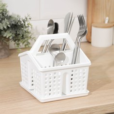 Подставка под столовые приборы «Лофт», 15×16×16 см, цвет белый No Brand