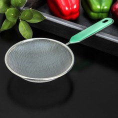 Сито с ручкой Доляна «Хозяюшка», d=14 см, цвет зелёный No Brand