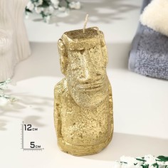 Свеча фигурная лакированная "Идол Моаи", 12,5 см, золото No Brand