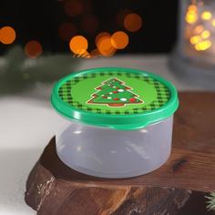 Контейнер пищевой «Ёлка», 300 мл, круглый, цвет зелёный Доляна