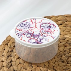 Контейнер пищевой Доляна «Гжель», 500 мл, круглый, цвет белый