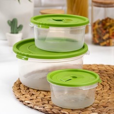 Набор контейнеров пищевых «СМАЙЛ», 3 шт: 0,4 л, 0,8 л, 1,6 л, цвет МИКС No Brand