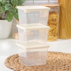 Набор контейнеров пищевых HELSINKI Artichoke, 3 шт, 750 мл, квадратные, цвет бежевый No Brand