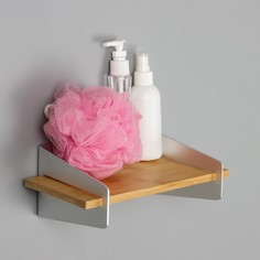 Полка настенная, 31×17,5×12 см, алюминий, бамбук No Brand