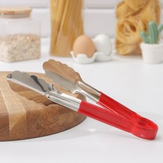 Щипцы кухонные Доляна «Краски», 23×3,5 см, 201 сталь, цвет красный No Brand