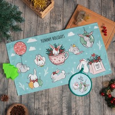 Набор подарочный Этель Yummy holidays МИКС: кух. полотенце, прихватка, силикон. форма No Brand