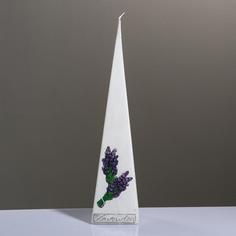 Свеча пирамида "Лавандовый край", 8×8×33 см, белый No Brand