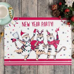Новогодняя салфетка на стол Party ПВХ, 40х29 см Доляна