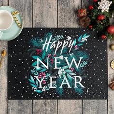 Новогодняя салфетка на стол Happy New Year ПВХ, 40х29 см Доляна