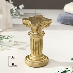 Свеча фигурная лакированная "Колонна большая", 10х5 см, золото No Brand