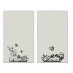 Кухонный набор «Любопытные» (полотенце 39х60 2шт) сотсав: 50% лён, 50% хлопок, 160г/м² No Brand