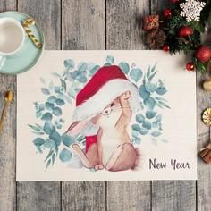 Новогодняя салфетка на стол New Year ПВХ, 40х29 см Доляна