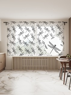 Фототюль JoyArty "Оттиски стрекоз", 145x180 см (2 полотна со шторной лентой + 50 крючков)