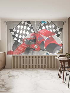 Фототюль JoyArty "Формула 1", 145x180 см (2 полотна со шторной лентой + 50 крючков)