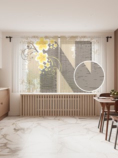 Фототюль JoyArty "Цветочная n", 145x180 см (2 полотна со шторной лентой + 50 крючков)