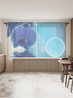 Фототюль JoyArty "Синяя орхидея", 145x180 см (2 полотна со шторной лентой + 50 крючков)