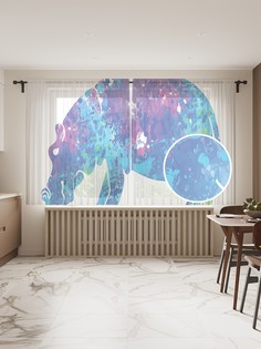 Фототюль JoyArty "Цветной бегемот", 145x180 см (2 полотна со шторной лентой + 50 крючков)