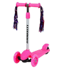 Самокат стальной, колёса световые PU 120/100 мм, цвет розовый Graffiti