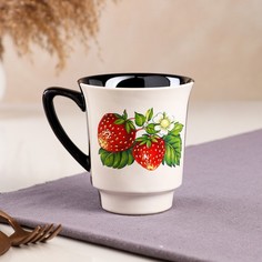 Кружка Водолей, бело-коричневая, керамика, 0.4 л, микс