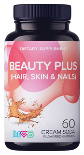 Витамины для кожи волос и ногтей Livs Beauty Plus жевательные таблетки крем-сода 60 шт.