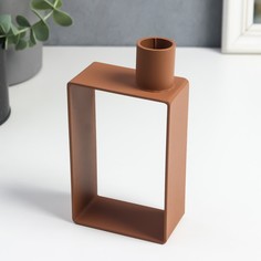 Подсвечник металл на 1 свечу Строгие линии свеча d=2 см розовый 13,5х4х7,2 см No Brand