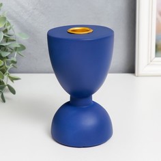 Подсвечник полистоун Норланд синий фиолет 13х7,5х7,5 см No Brand