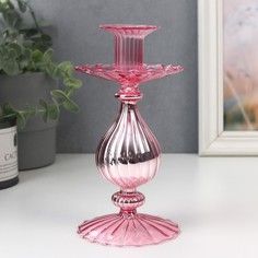 Подсвечник стекло на 1 свечу Капля сирень d до 4,5 см 17х9х9 см No Brand