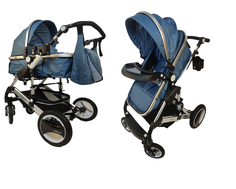 Коляска-трансформер Belecoo Luxmom 2 в 1 с сумкой 535 blue