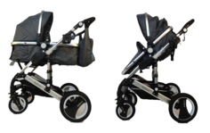 Коляска-трансформер Belecoo Luxmom 2 в 1 с сумкой 535 d.grey