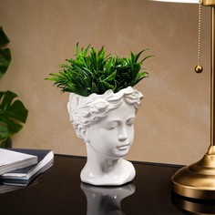 Фигурное кашпо Афина, белое, глянец, 19 см Керамика ручной работы