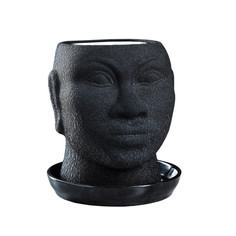Кашпо "Голова африканки", шёлк, чёрное, керамика, 1.4 л Sima Land