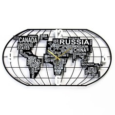 Часы настенные Карта мира, плавный ход, 40х78 см No Brand
