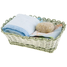 НАБОР ИЗ 2-Х ПОЛОТЕНЕЦ В КОРЗИНЕ+МЫЛО, ШАРМ,30Х50СМ,Х\Б 100% ,ГОЛУБОЙ,МАХРА+РОГОЖКА. ME Lefard