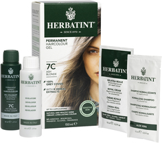 Натуральная стойкая гель краска для волос без аммиака Herbatint тон 7С Пепельный Блондин