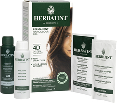 Натуральная стойкая гель краска для волос без аммиака Herbatint тон 4D Золотистый Каштан