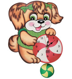 Часы настенные Игривая собачка (с маятником) Народные промыслы