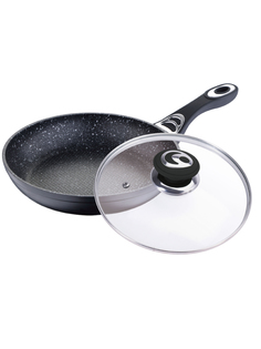 Сковорода с крышкой и антипригарным покрытием non-stick под мрамор 26 см, MC-6286 Mercury