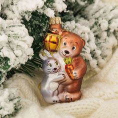 Ёлочное украшение "Мишка с зайцем" 10,5 см Elita