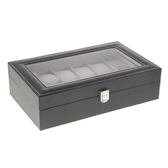 Шкатулка под часы "Чёрная с белой строчкой" Sima-Land