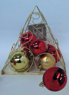 н.г.мет.бокс пирамида с 5 5см.+ 6 шарами 4см. микс. 3 вида Snowmen