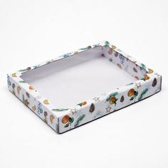 Коробка сборная крышка-дно с окном, Новогоднее настроение, 26 х 21 х 4 см, 1 шт. Upak Land