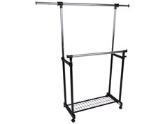 Напольная вешалка Стойка для одежды Faro Черный, пластик / Черный, металл / Хром Базистрейд