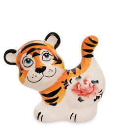 ГЛ-776 Фигурка "Тигренок хвост" цв. (Гжельский фарфор)