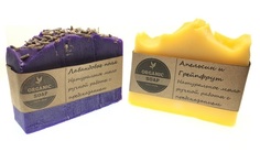 Мыло ручной работы Organic Soap Набор из 2-х видов Лавандовые поля, Апельсин и Грейпфрут