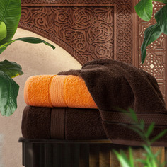 2 полотенца Marrakesh Кораллово-оранжевый 70х130, Темный шоколад 70х130 Eleganta