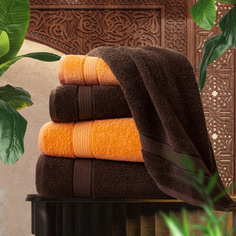 4 полотенца Marrakesh Кораллово-оранжевый 50х80 70х130 Темный шоколад 50х80 70х130 Eleganta