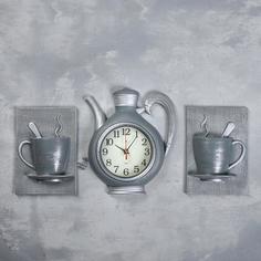 Часы настенные, : Кухня, Чаепитие, плавный ход, чайник 26.5 х 24 см Рубин