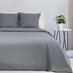 Комплект постельного белья Этель Муссон 2-спальный поплин темно-серый