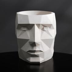 Кашпо полигональное Голова, цвет белый, 11 × 13 см No Brand