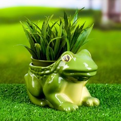 Фигурное кашпо Лягушка 0,6л Кунгурская керамика